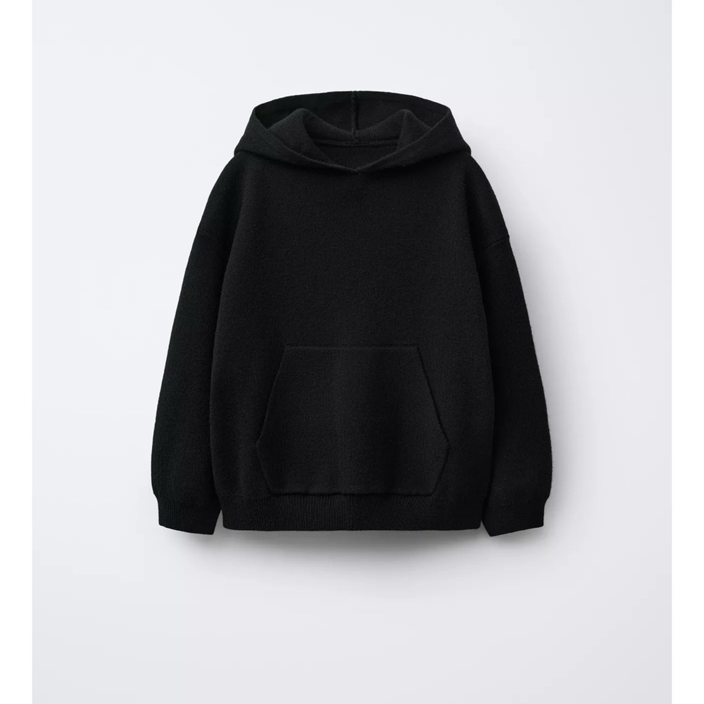 Zara Kids Black Hoodie Sweater kangaroo pocket sz 4 NEW W TAG